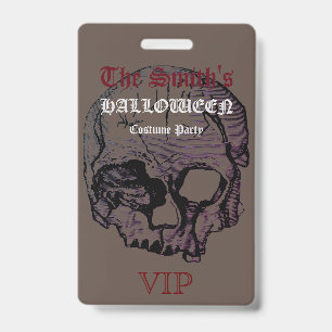 Badge Costume de fête VIP Halloween Crâne Gothique Horre