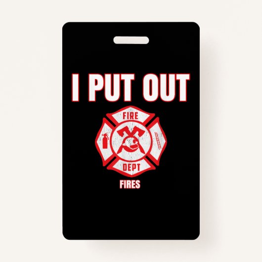 Badge Costume d'Halloween Funny pompier J'ai mis le feu (Devant)