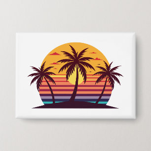 Badge Coucher de soleil avec palmiers Vector
