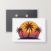 Badge Coucher de soleil avec palmiers Vector (Recto/Verso)