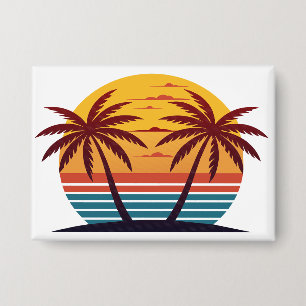 Badge Coucher de soleil avec vecteur de palmiers