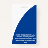 Badge Couleur courbe personnaliséeBloc bleu foncé Profes (Dos)