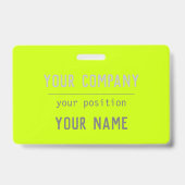 Badge Couleur jaune fluorescent - lettrage gras (Face)