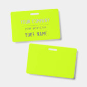 Badge Couleur jaune fluorescent - lettrage gras (Recto et verso)