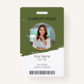 Badge Couleur modifiable Code employé photo, QR et code  (Devant)