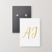 Badge Couleur Or Monogramme Initiale Classique Professio (Recto/Verso)