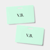 Badge Couleur unie simple avec texte de nom en monogramm (Avant & arrière)