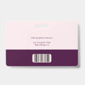 Badge Couleur vin Royal Crimson Logo et code-barres (Arrière)