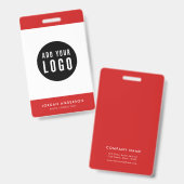 Badge Couleurs modifiables Ajouter votre logo ID employé (Recto et verso)