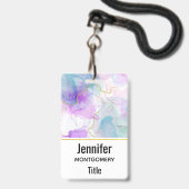 Badge Couleurs violettes, vertes, roses, élégantes (Dos avec cordon)