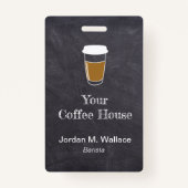 Badge Coupe sur Chalkboard Café Shop Entreprise Employé (Dos)