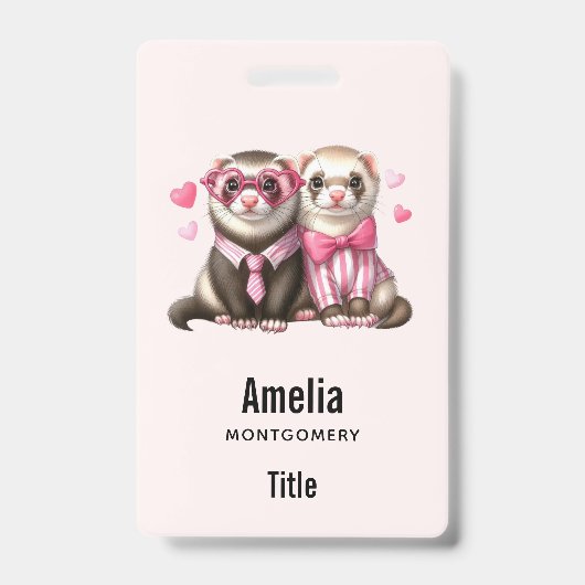 Badge Couple de loutres mignonnes amoureuses (Avant)