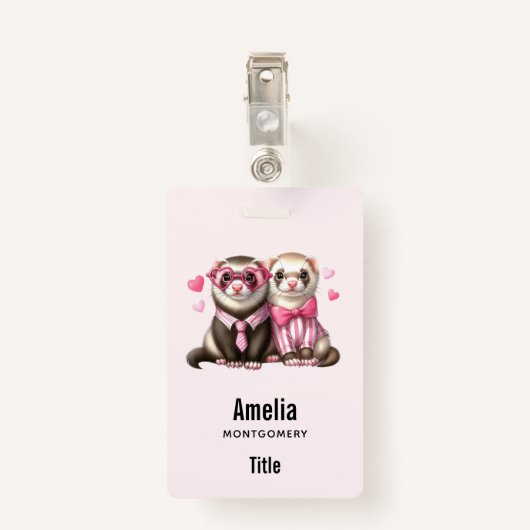 Badge Couple mignon en amour (Dos avec clip)