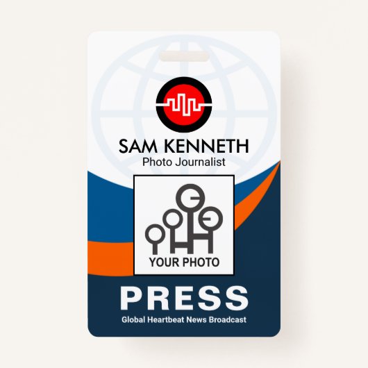 Badge Courbure bleue mondiale Vagues Modèle photo de pre (Devant)