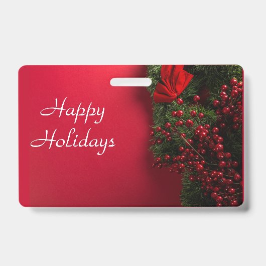 Badge couronne de noël avec baies rouges (Avant)