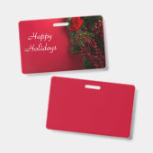 Badge couronne de noël avec baies rouges (Avant & arrière)