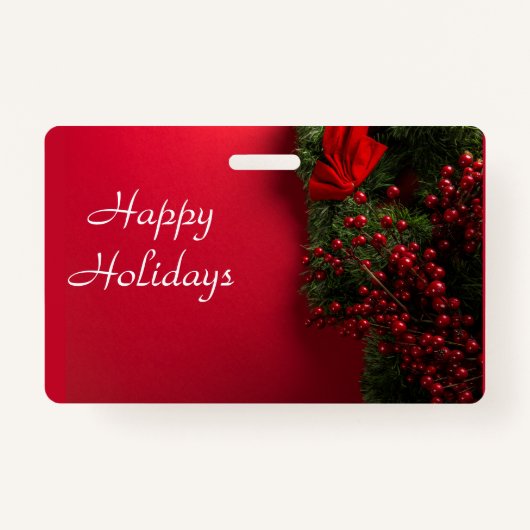 Badge couronne de noël avec baies rouges (Devant)