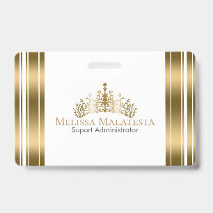Badge Couronne d'or et rayures Design Moderne