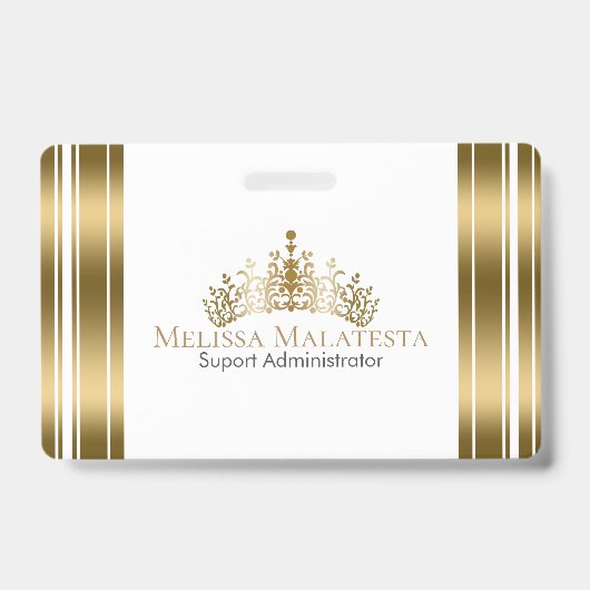 Badge Couronne d'or et rayures Design Moderne (Avant)