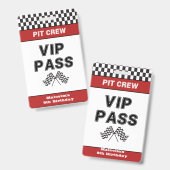 Badge Course Voiture Anniversaire Fête Pit Crew VIP Pass (Front & Back)