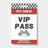 Badge Course Voiture Anniversaire Fête Pit Crew VIP Pass (Back)