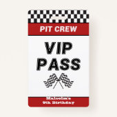 Badge Course Voiture Anniversaire Fête Pit Crew VIP Pass (Dos)