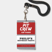 Badge Course Voiture Anniversaire Fête Pit Crew VIP Pass (Face avec cordon)