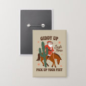 Badge Cowboy Giddy Up Jingle Horse Ramasse Vos Pieds (Recto/Verso)