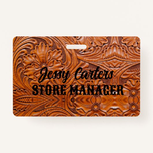 Badge Cowboy Rustique Pays Occidental Outils Cuir (Devant)