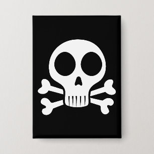 Badge crâne effrayant sur fond noir