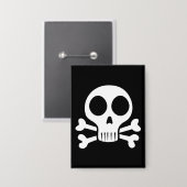 Badge crâne effrayant sur fond noir (Recto/Verso)
