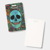 Badge Crâne Hippie Halloween Thunder_Cove (Avant & arrière)