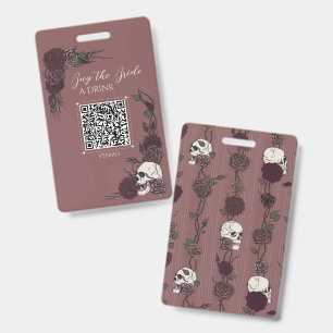 Badge Crâne Mauve Offrez un Verre à la Mariée QR