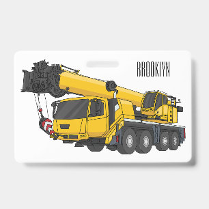 Badge Crane truck cartoon illustration