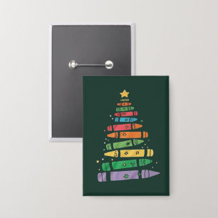 Badge Crayon d'enseignant de Noël Arbre de Noël Lumineux