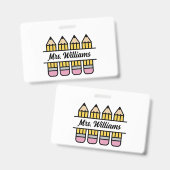 Badge Crayon Enseignant Retour À L'Appréciation De L'Éco (Avant & arrière)