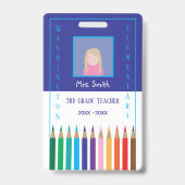 Badge Crayons couleur de l'enseignant de l'école primair (Front)