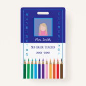 Badge Crayons couleur de l'enseignant de l'école primair (Devant)