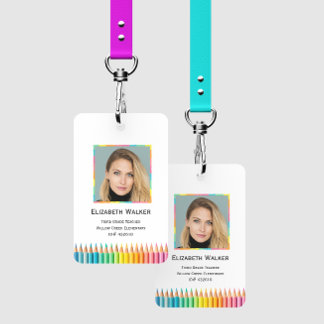 Badge Crayons de couleur arc-en-ciel enseignant