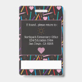 Badge Crayons de couleur éparpillés Art Identifiant de l (Back)