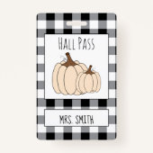 Badge Creamy White Citrouilles Fall Generic Hall Pass (Devant)