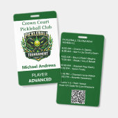 Badge Create Your Own Pickleball Tournament (Avant & arrière)