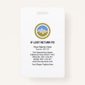 Badge Créative Stylish Blue Waves Employé Company Photo (Dos)