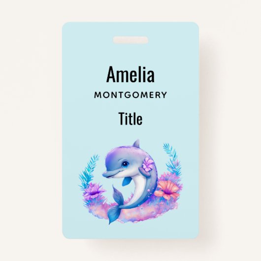 Badge Créature Mer Dauphin Cute (Devant)