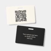 Badge Créer instantanément un code QR | Modifiable blanc (Avant & arrière)