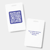 Badge Créer un code QR scannable | Bleu foncé modifiable (Avant & arrière)