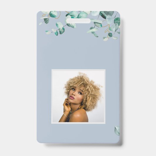 Badge Créez vos propres Feuilles Dusty Blue Eucalyptus (Face)