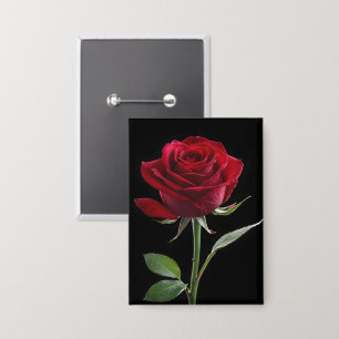 Badge Crimson sur Ebène : La Rose Rouge Unique,