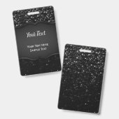 Badge cristal noir strass brillant (Avant & arrière)