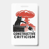 Badge Critique constructive de chat drôle Linogravure Me (Arrière)